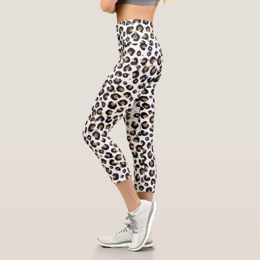 Leggings Capri Élégant Parties scintillant d'or Motif Leopard (Gauche)