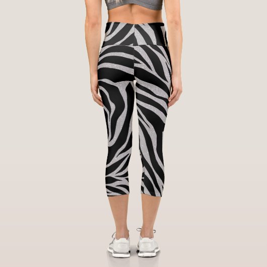 Leggings Capri Elégant Parties scintillant noire Silver Zebra Pos (Verso)