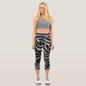 Leggings Capri Elégant Parties scintillant noire Silver Zebra Pos (Recto)