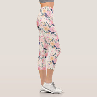 Leggings Capri Elégant Pastel Bloom Romantique Feminine Aesthet