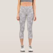Leggings Capri Élégant Romantique Chic Floral Damask-Grey (Recto)