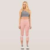 Leggings Capri Élégant rose clair rayures blanches fleuries et no (Recto)