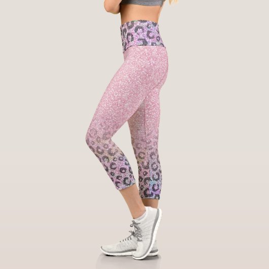 Leggings Capri Élégant Rose Gold Iridescente Parties scintillant  (Gauche)