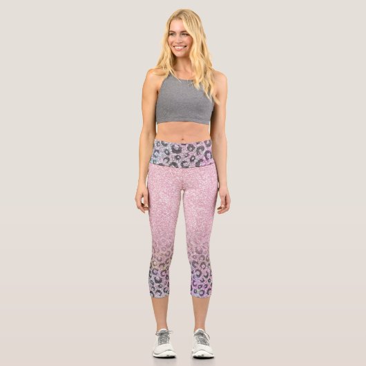 Leggings Capri Élégant Rose Gold Iridescente Parties scintillant  (Recto)