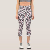 Leggings Capri Élégant Rose Léopard Noir Motif (Recto)