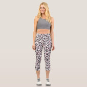 Leggings Capri Élégant Rose Léopard Noir Motif (Recto)