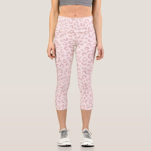 Leggings Capri Élégant Rose Parties scintillant d'or Leopard Moti (Recto)