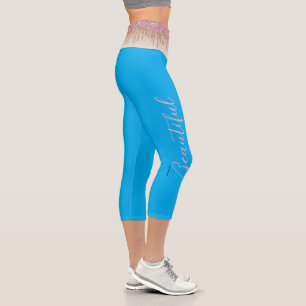 Leggings Capri Élégant rose scintillant dégradé athlétique