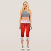 Leggings Capri Élégant rouge Noël Snowflakes blanc Comfy Cool (Recto)