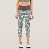Leggings Capri Elégant Tropical Turquoise Blue Palm Tree Feuilles (Recto)