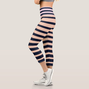 Leggings Capri Élégante bande de monogramme noir et rose