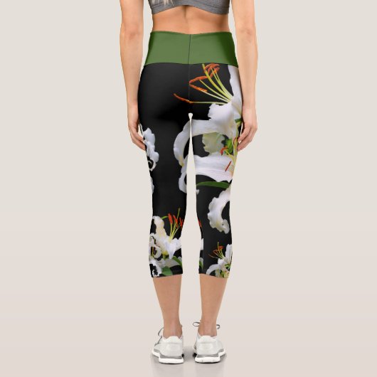Leggings Capri Elégante Casablanca White Oriental Lilies (Verso)