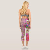 Leggings Capri Élégante Chartreuse Vert, Rose et Bleu Hydrangée (Verso)