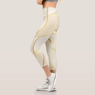 Leggings Capri Elégante collection Floral Or Blanc
