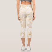 Leggings Capri Elégante collection moderne or blanc ligne florale (Verso)