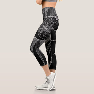 Leggings Capri Elégante conception en noir de la lune de soleil