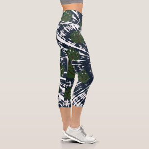 Leggings Capri Elégante Cravate classique et feuille de teint