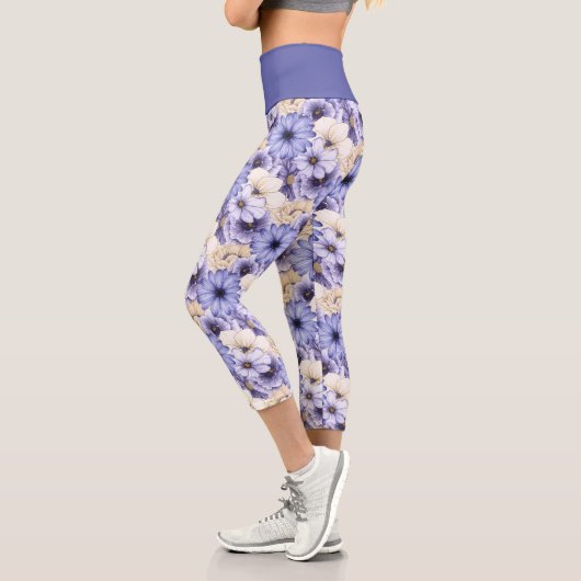 Leggings Capri Elégante Flore Motif Lilac crème (Gauche)