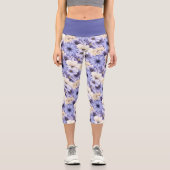 Leggings Capri Elégante Flore Motif Lilac crème (Recto)