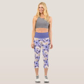 Leggings Capri Elégante Flore Motif Lilac crème (Recto)