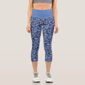 Leggings Capri Elégante Marine Florale Bleue Paisley (Recto)