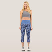 Leggings Capri Elégante Marine Florale Bleue Paisley (Recto)