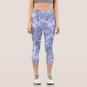 Leggings Capri Elégante mosaïque bleue glace, moderne