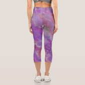 Leggings Capri Élégante Motif en marbre rose, violet et argent (Verso)