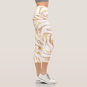 Leggings Capri Elégante Parties scintillant d'or Zebra White Pos