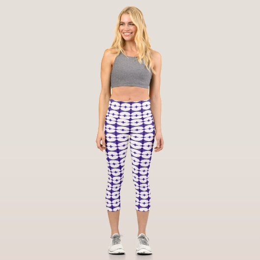 Leggings Capri Éléments Art déco dans violet profond (Recto)