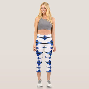 Leggings Capri Éléments Art déco en jambières capri bleu profond