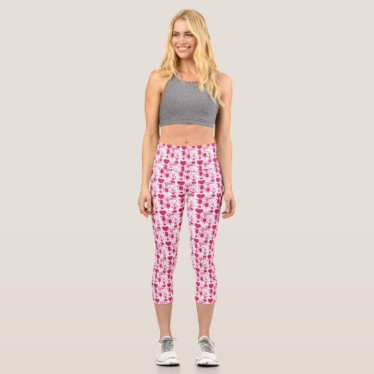 Leggings Capri éléments de motifs de la Saint-Valentin (Recto)