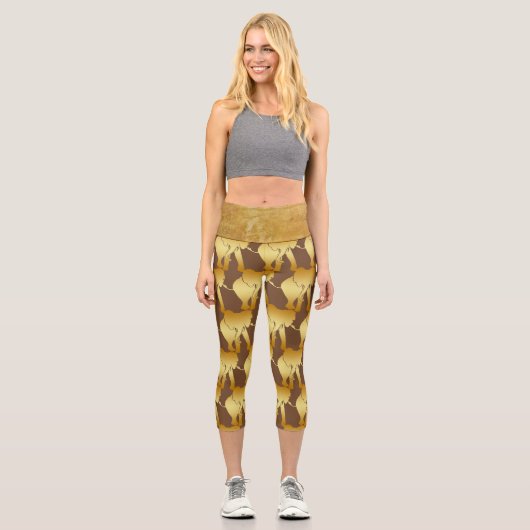 Leggings Capri Elephant Spirit Animal Retro Gold (Recto)