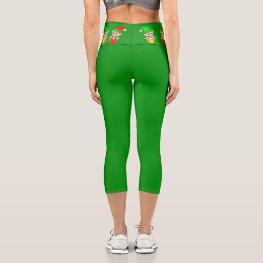 Leggings Capri elfes de Noël en vert (Verso)