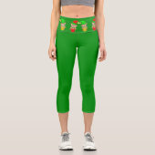 Leggings Capri elfes de Noël en vert (Recto)