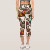 Leggings Capri Emblème amérindien de crâne de buffle (Verso)