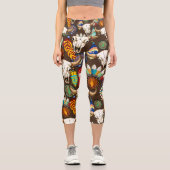 Leggings Capri Emblème amérindien de crâne de buffle (Recto)
