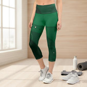 Leggings Capri Émeraude Abstraite, présentation verte et ornement