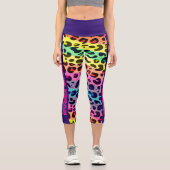 Leggings Capri Empreinte de léopard arc-en-ciel féroce Vegan (Recto)