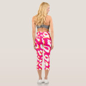 Leggings Capri Empreinte de léopard blanc rose orange (Verso)