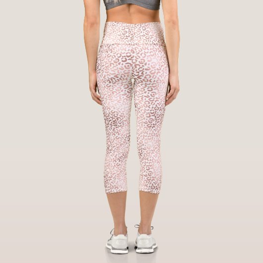 Leggings Capri Empreinte de léopard de Glam blanc rose (Verso)