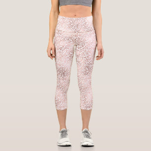 Leggings Capri Empreinte de léopard de Glam blanc rose