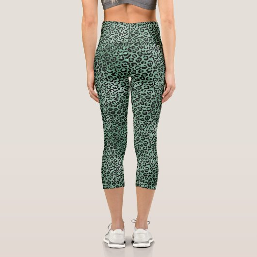 Leggings Capri Empreinte de léopard Jade Green (Verso)