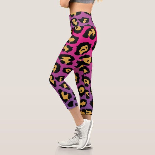 Leggings Capri Empreinte de léopard pourpre (Gauche)