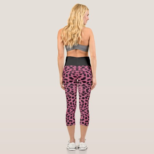Leggings Capri Empreinte de léopard rose (Verso)