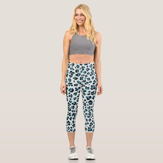 Leggings Capri Empreinte de léopard, Spots de léopard, Leopard bl (Recto)