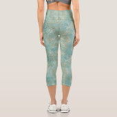 Leggings Capri Empreinte de léopard turquoise Gold Glam (Verso)