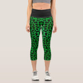 Leggings Capri Empreinte de léopard vert (Recto)
