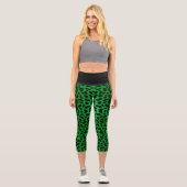 Leggings Capri Empreinte de léopard vert (Recto)