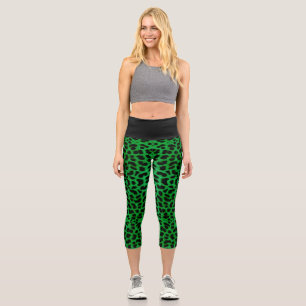 Leggings Capri Empreinte de léopard vert
